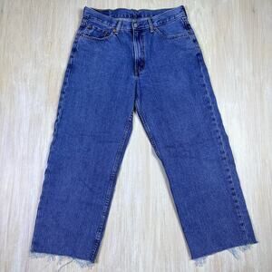 Levi's 550 Relaxed Fit Straight Leg Fray Ankle Hem Denim Jeans Men's 33 X 34